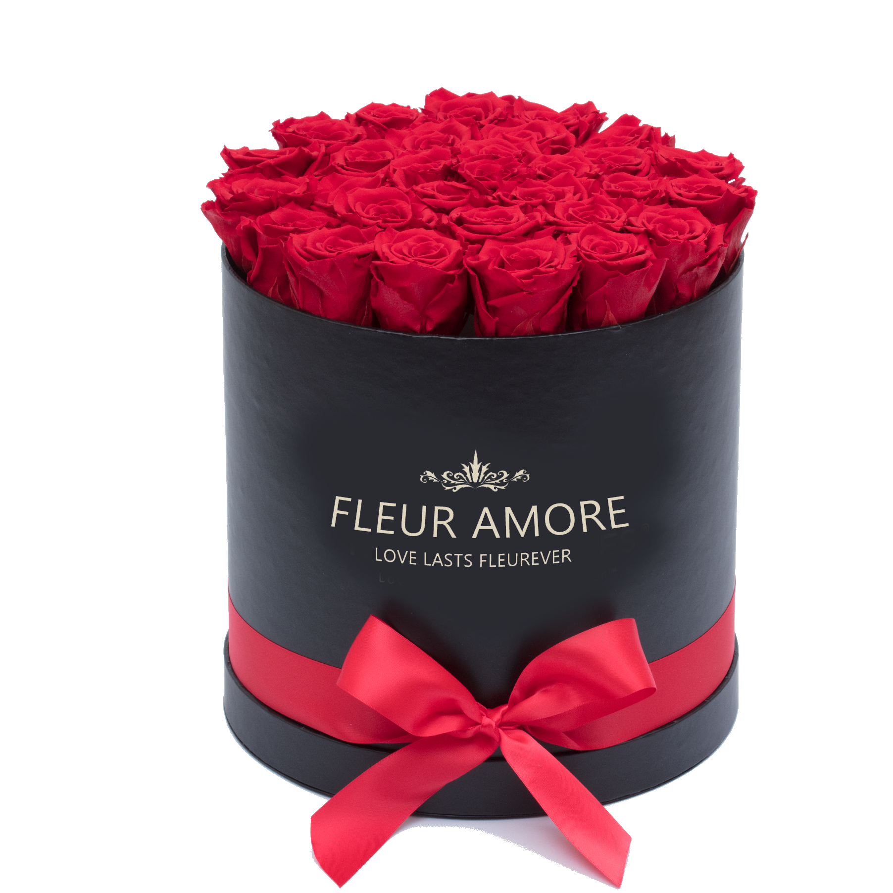 Red Preserved Roses | Small Round Black Huggy Rose Box