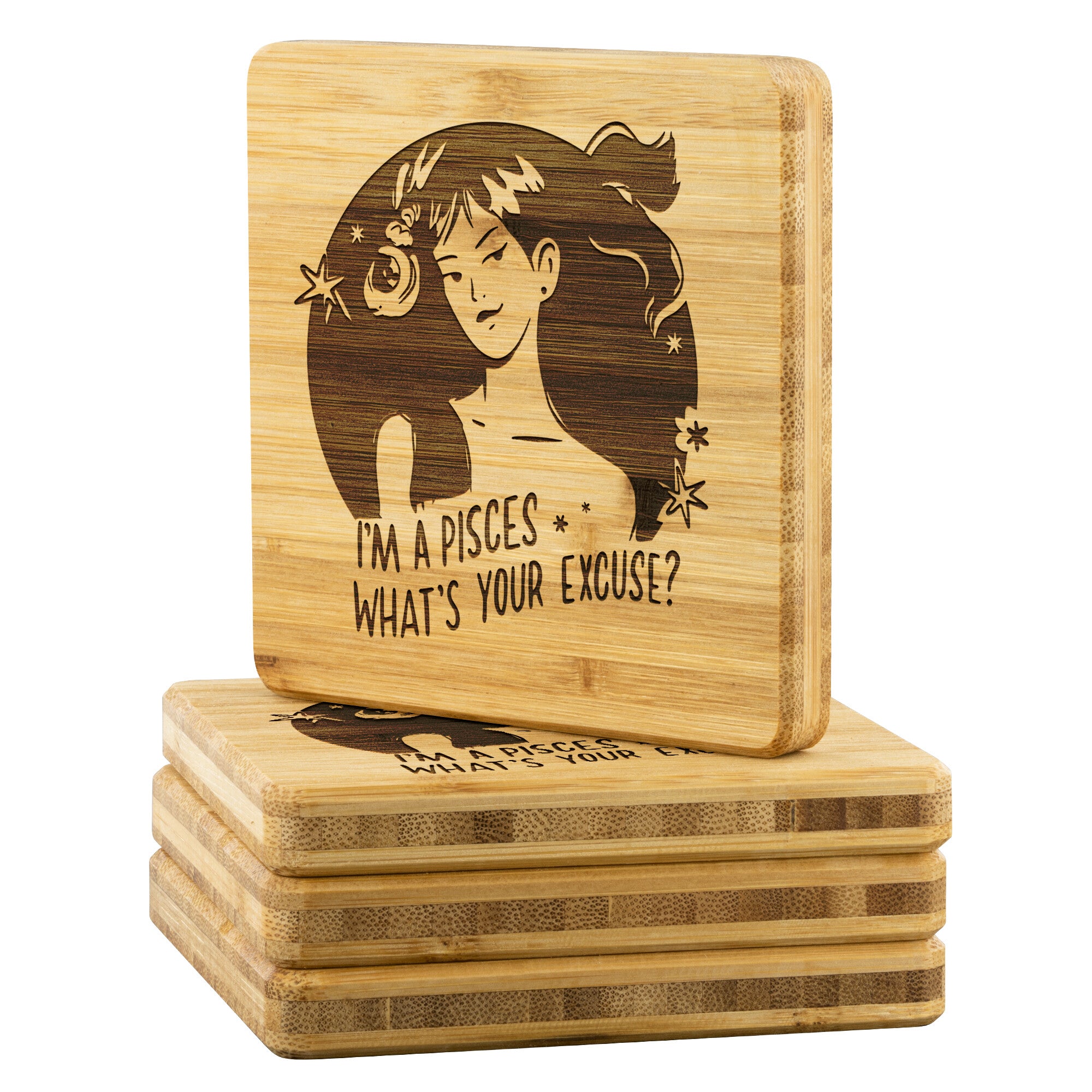 Pisces Bamboo Coaster - 4pc