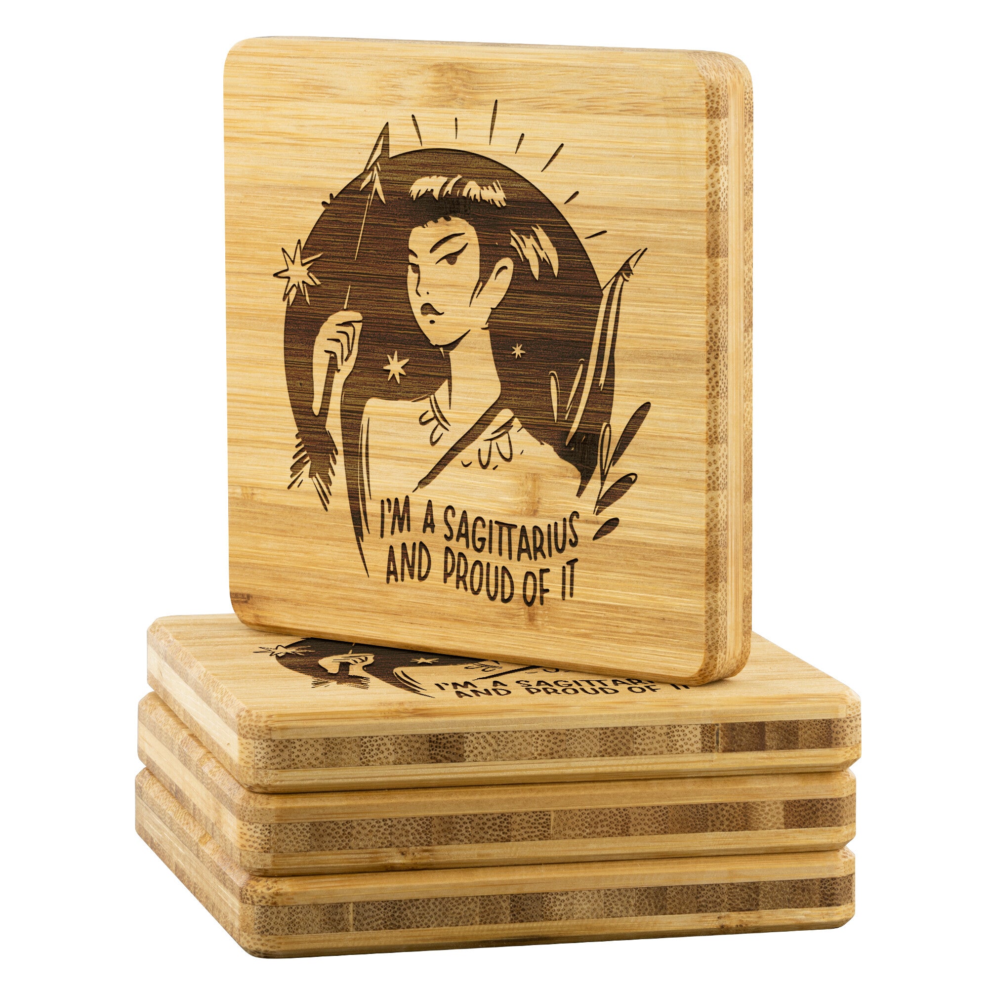Sagittarius Bamboo Coaster - 4pc