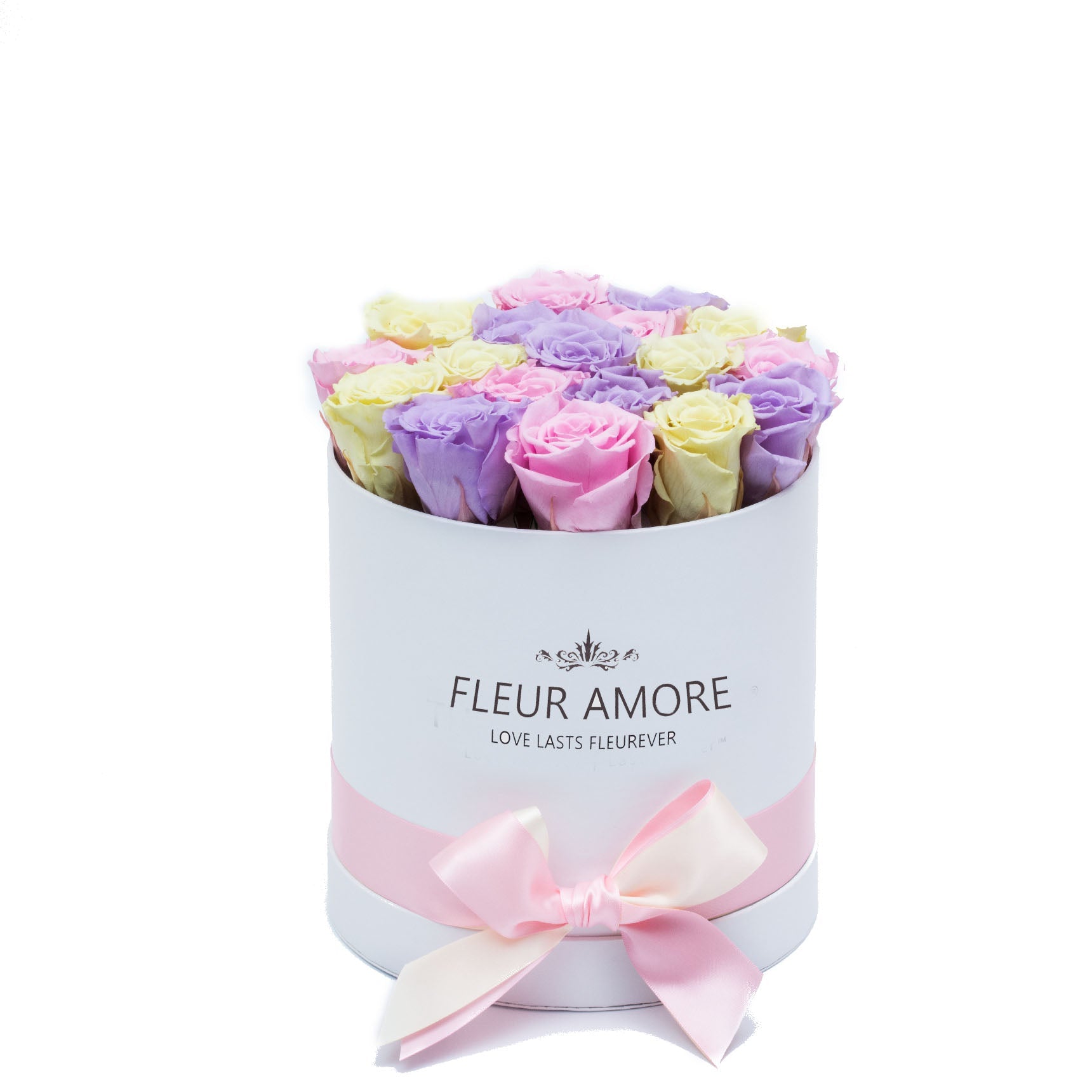 Candy Preserved Roses | Small Round White Huggy Rose Box